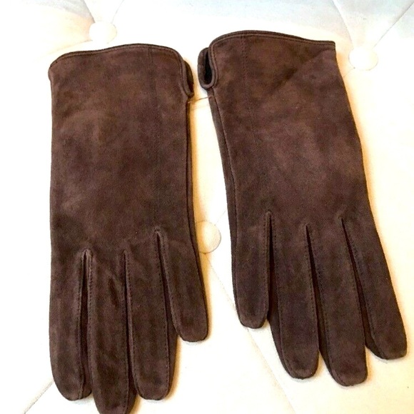 BCBG Max Azria Brown Suede Gloves - Picture 1 of 8